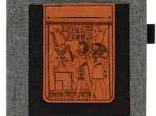 Load image into Gallery viewer, Egyptian pharaoh - Leather and Canvas Journal with Cell phone holder and Card Slot