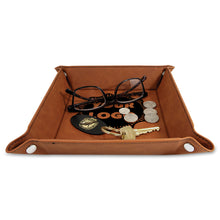 Load image into Gallery viewer, 9" x 9" leather office desk caddy - valet Tray - DESIGN YOUR OWN - Custom - Personalized