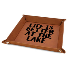 Load image into Gallery viewer, 9" x 9" leather office desk caddy - valet Tray - DESIGN YOUR OWN - Custom - Personalized