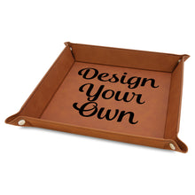 Load image into Gallery viewer, 9" x 9" leather office desk caddy - valet Tray - DESIGN YOUR OWN - Custom - Personalized