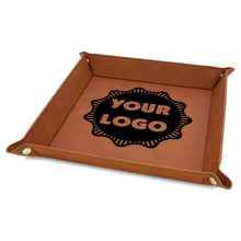 Load image into Gallery viewer, 9" x 9" leather office desk caddy - valet Tray - DESIGN YOUR OWN - Custom - Personalized