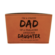 Load image into Gallery viewer, Leather reusable Coffee mug sleeve - DESIGN YOUR OWN - Custom - Personalized