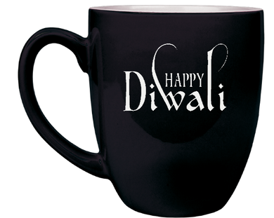 Happy Diwali - Engraved Black Ceramic Coffee Mug