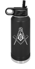 Load image into Gallery viewer, Masonic Square and Compass Engraved Water Bottle 32 oz