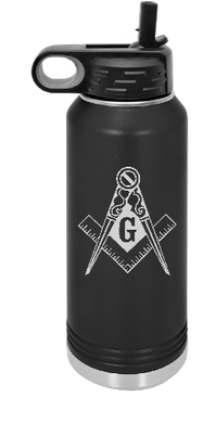 Masonic Square and Compass Engraved Water Bottle 32 oz