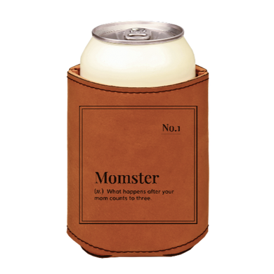 MOMSTER -  engraved leather beverage holder