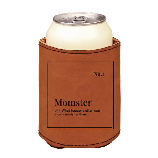 MOMSTER -  engraved leather beverage holder