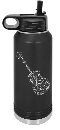 Guitar of music notes Engraved Water Bottle 32 oz