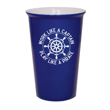 Load image into Gallery viewer, Work Like a Captain play like a Pirate - Blue Ceramic tumbler travel mug
