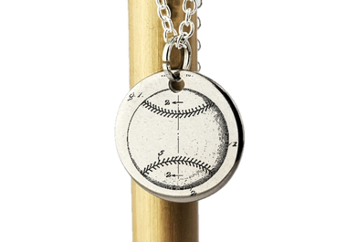 Baseball - laser Engraved necklace - 925 Sterling Silver