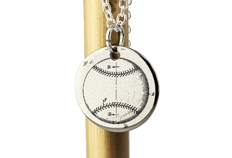 Baseball laser Engraved necklace 925 Sterling Silver JTM