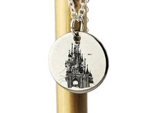 Cargar imagen en el visor de la galería, Disney Castle patent drawing - laser Engraved necklace - 925 Sterling Silver
