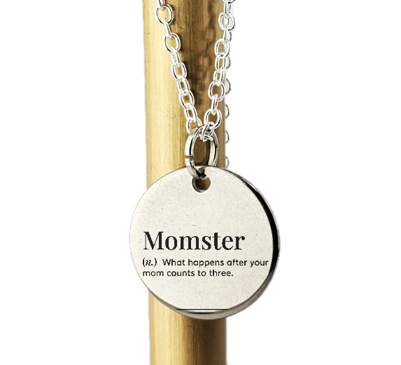 MOMSTER - laser Engraved necklace - 925 Sterling Silver