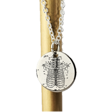 Skeleton Rib Cage Necklace - laser Engraved necklace - 925 Sterling Silver