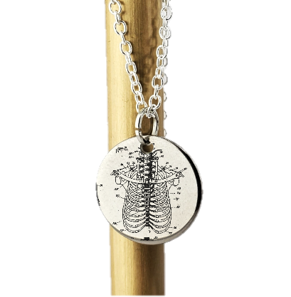Skeleton Rib Cage Necklace - laser Engraved necklace - 925 Sterling Silver
