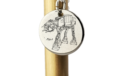 AT-AT walker patent drawing - laser Engraved necklace - 925 Sterling Silver