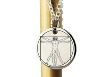 Load image into Gallery viewer, The Vitruvian Man by Leonardo da Vinci  - laser Engraved necklace - 925 Sterling Silver
