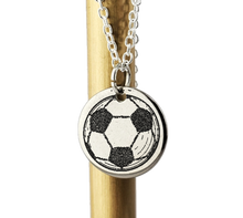 Cargar imagen en el visor de la galería, Soccer Ball - laser Engraved necklace - 925 Sterling Silver
