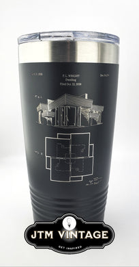 1938 Frank Lloyd Wright House Dwelling - engraved Tumbler - insulated stainless steel travel mug