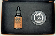 Cargar imagen en el visor de la galería, Campfire Forest - All Natural - Beard Box Set - Beard Balm and Oil - Reusable leather box.
