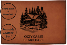 Cargar imagen en el visor de la galería, Cozy Cabin All Natural - Beard Box Set - Beard Balm and Oil - Reusable leather box.
