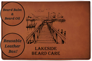 Lakeside - All Natural - Beard Box Set - Beard Balm and Oil - Reusable leather box.