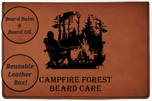 Load image into Gallery viewer, Campfire Forest - All Natural - Beard Box Set - Beard Balm and Oil - Reusable leather box.
