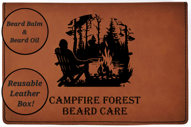 Campfire Forest - All Natural - Beard Box Set - Beard Balm and Oil - Reusable leather box.