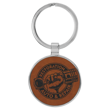 Cargar imagen en el visor de la galería, Metal Round Leather keychain with Gift box -  DESIGN YOUR OWN -Custom - Personalized
