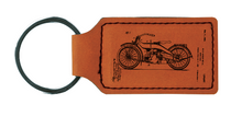 Cargar imagen en el visor de la galería, Harley Motorcycle Patent leather keychain drawing - by W S Harley
