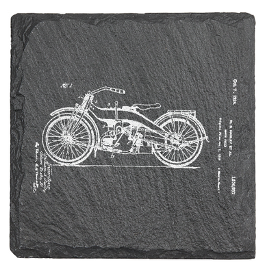 Harley Motorcycle Patent  - Laser engraved fine Slate Coaster