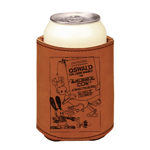 Oswald the Lucky Rabbit 1927 Disney PD - engraved leather beverage holder