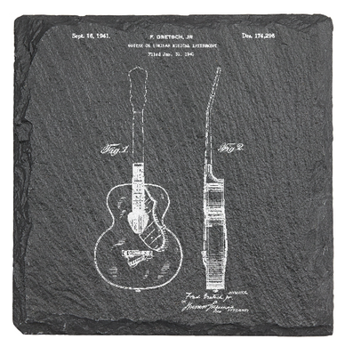 Gretsch Guitar - Laser engraved fine Slate Coaster