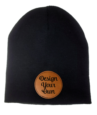 Leather Patch Beanie - DESIGN YOUR OWN - Custom - Personalized