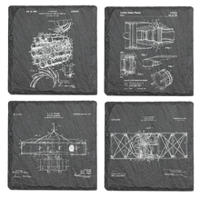 Cargar imagen en el visor de la galería, Aviation History - 4-piece engraved fine Slate coaster set
