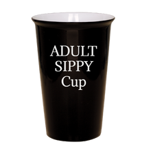Cargar imagen en el visor de la galería, Adult Sippy Cup - Black Ceramic tumbler travel mug
