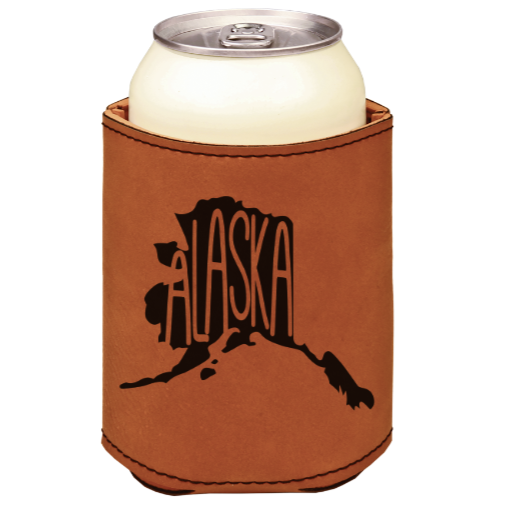 Alaska - engraved leather beverage holder