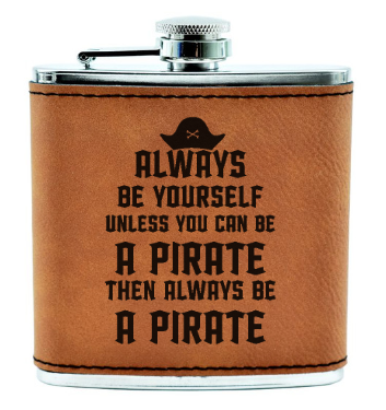 Be a PIRATE - Flask - engraved leather and metal