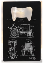 Charger l&#39;image dans la galerie, Farm equipment tractor blueprint - Bottle Opener - Metal
