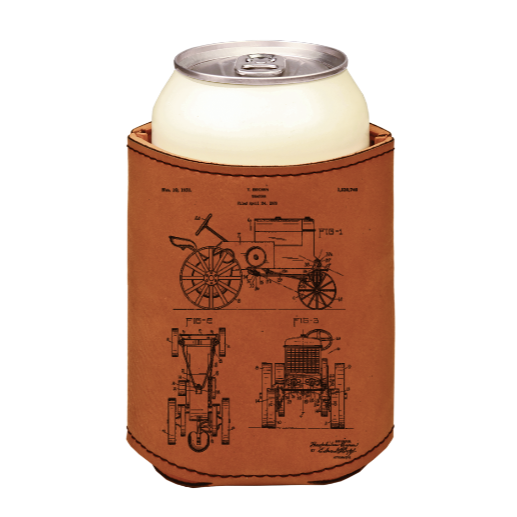 Tractor blueprint patent drawing 1929 Industrial farmhouse - engraved leather beverage holder