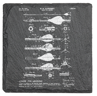 Arrow patent - Archery - Laser engraved fine Slate Coaster