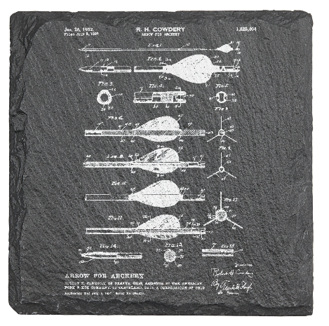 Arrow patent - Archery - Laser engraved fine Slate Coaster