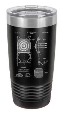 Archery Target patent drawing  - engraved Tumbler - insulated stainless steel travel mug