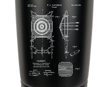Load image into Gallery viewer, Archery Target patent drawing  - engraved Tumbler - insulated stainless steel travel mug
