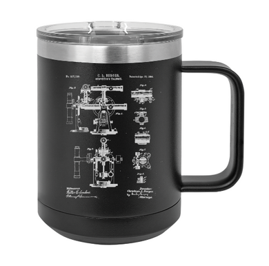 Architects surveyors transit patent drawing - MUG - engraved Insulated Stainless steel