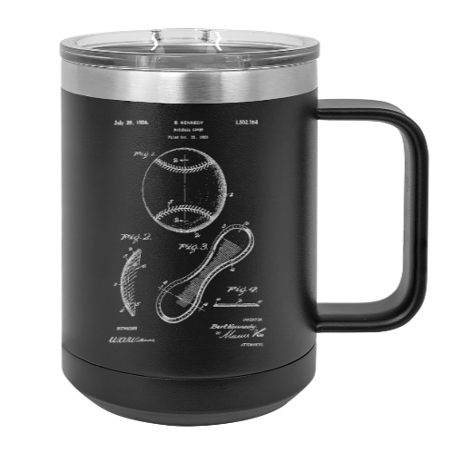 Baseball Patent drawing - MUG - engraved Insulated Stainless steel