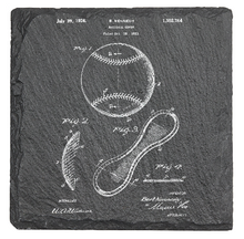 Cargar imagen en el visor de la galería, Baseball Patent drawing - Laser engraved fine Slate Coaster
