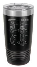 Charger l&#39;image dans la galerie, BATMAN Mask patent drawing  - engraved Tumbler - insulated stainless steel travel mug
