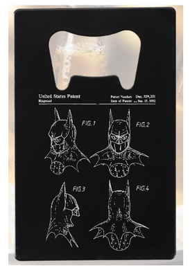 BATMAN Mask patent drawing - Bottle Opener - Metal