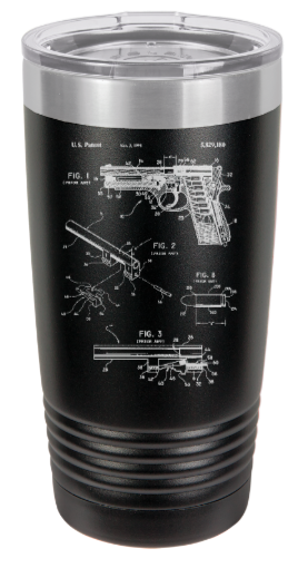 Beretta arms patent drawing - engraved Tumbler - insulated stainless steel travel mug